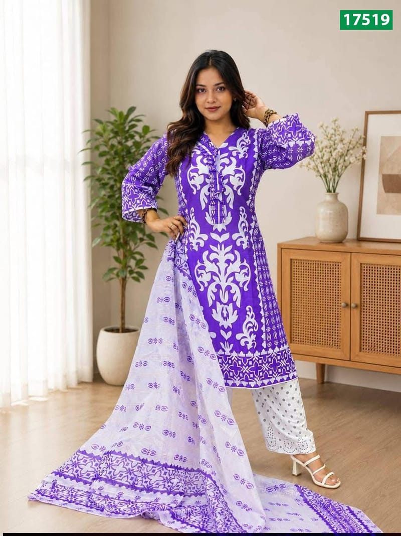 Pakistani Inspired Screen Print Three Piece – SPOB-17519