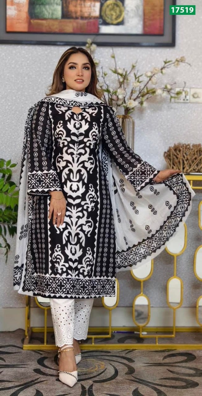 Pakistani Inspired Screen Print Three Piece – SPOB-17519
