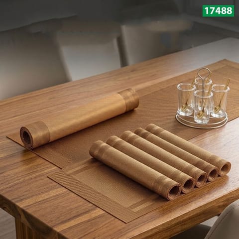 # Premium 7-Piece Woven Dining Table Placemat & Runner Set – SMC-17488