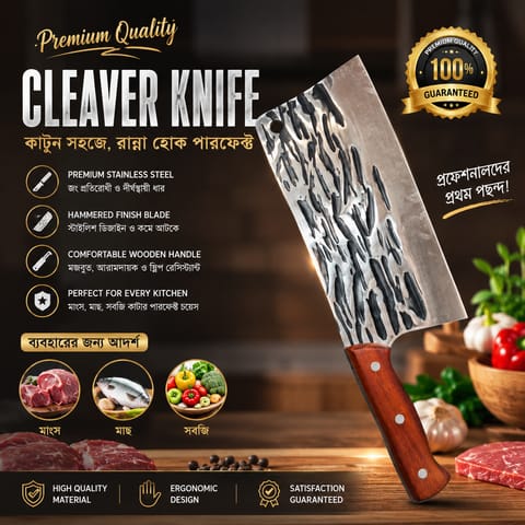 đĒ Premium Hammered Finish Chefâs Cleaver | Code: 13093