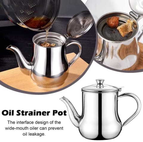 🛢️ Stainless Steel Oil Strainer Pot | Code: 6123