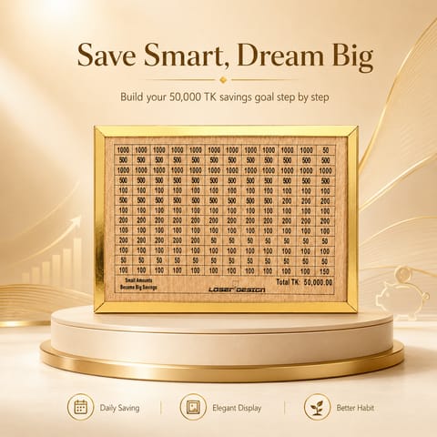 💰 Wooden Money Saving Box – 50,000৳ Challenge