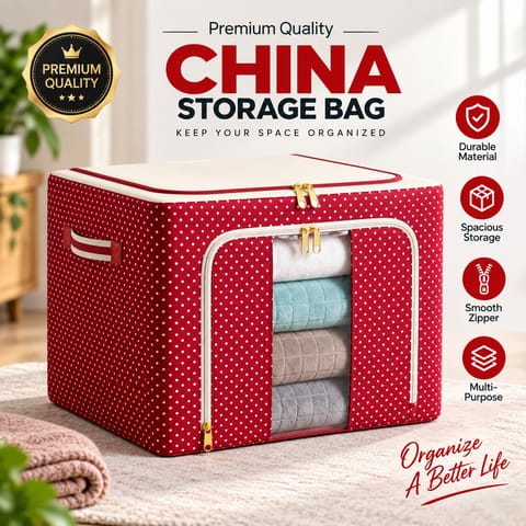 🧺 Premium China Storage Bag with Metal Frame-Code: 12892