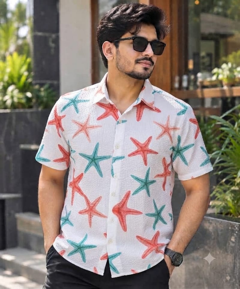 Print Shirt Cotton Half Sleeve For Men's