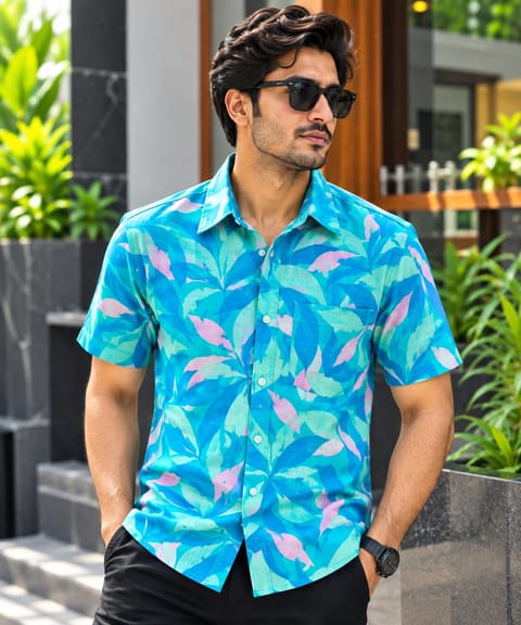 Print Shirt Cotton Half Sleeve For Men's