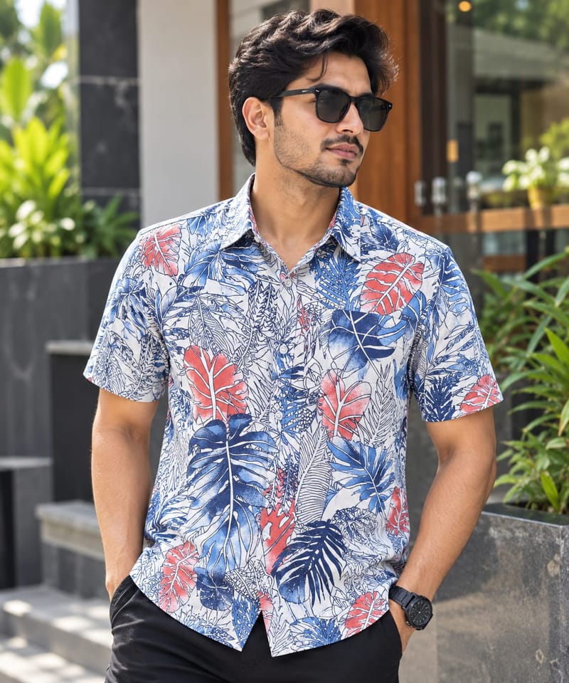 Print Shirt Cotton Half Sleeve For Men's