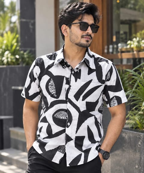 Print Shirt Cotton Half Sleeve For Men's
