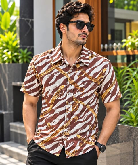 Print Shirt Cotton Half Sleeve For Men's