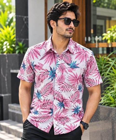 Print Shirt Cotton Half Sleeve For Men's