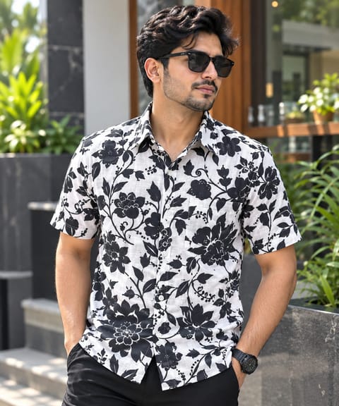 Print Shirt Cotton Half Sleeve For Men's