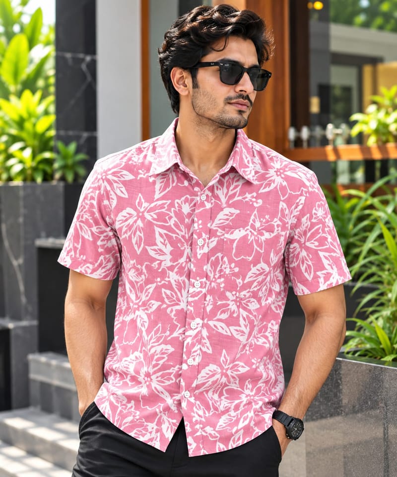 Print Shirt Cotton Half Sleeve For Men's