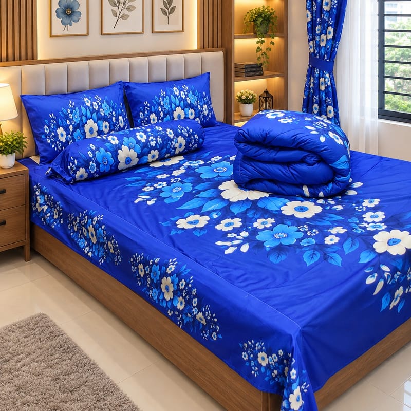 ✨ প্রিমিয়াম ৫ পিস 3D প্রিন্ট কম্ফর্টার সেট