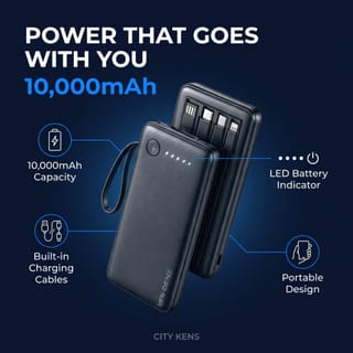 VEN-DENS 10,000mAh Power Bank with 4 Built-in Cables 2
