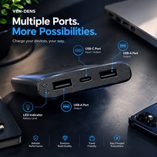 VEN-DENS 10,000mAh Power Bank with 4 Built-in Cables 4
