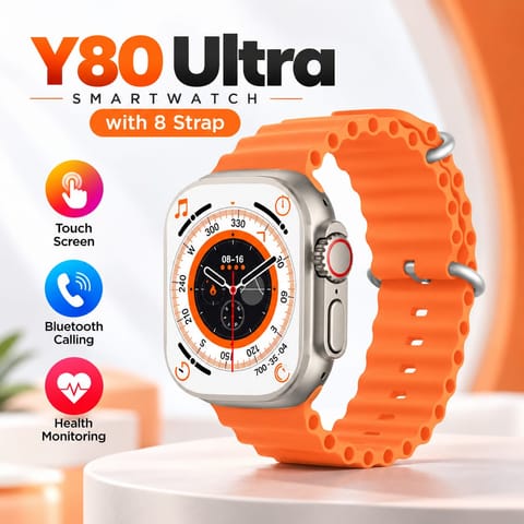 Y80 Ultra Smartwatch with 8 Straps – স্মার্ট স্টাইল, এক ঘড়িতেই