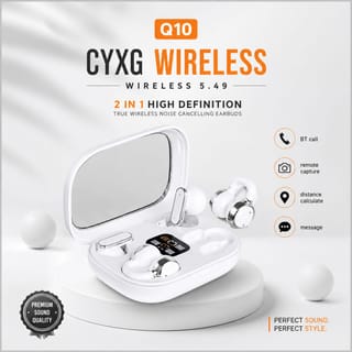 Q10 CYXG Wireless Earbuds – স্টাইলিশ লুক, স্মার্ট ফিচার ও দুর্দান্ত সাউন্ড 1
