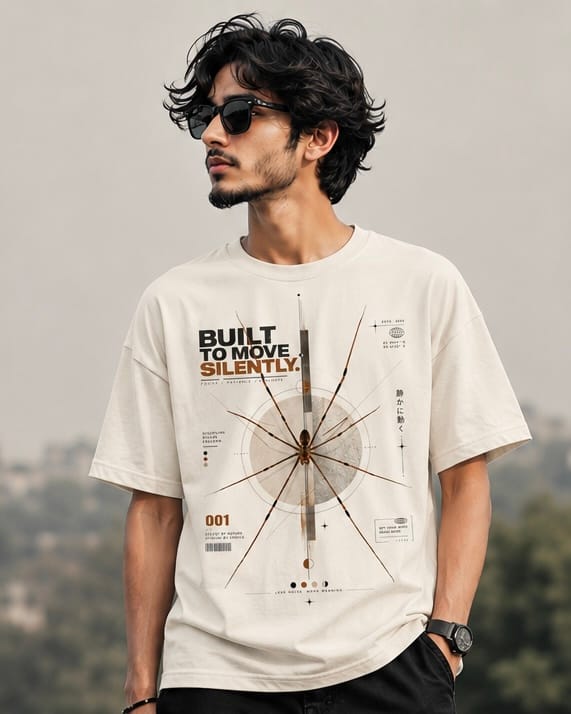 Built to Move Silently Graphic Oversized T-Shirt