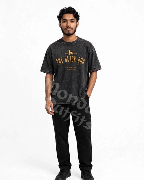 The Black Dog | Premium Acid Wash Drop Shoulder | 220+ GSM | MONDAY Outfits