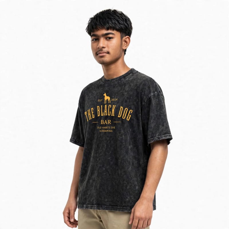 The Black Dog | Premium Acid Wash Drop Shoulder | 220+ GSM | MONDAY Outfits