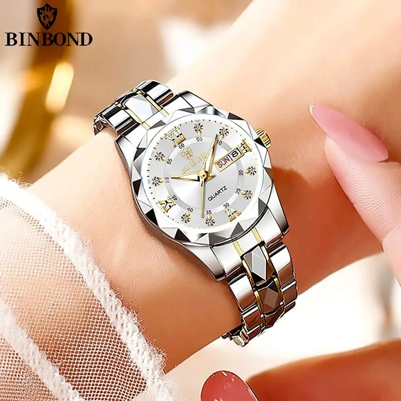 BINBOND Top Brand Luxury Fashion Business Womens Watches 30M Week Date Clock Sport Quartz Womens Wristwatch