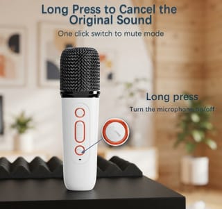 K12 Mini Karaoke Machine, Portable Bluetooth Speaker with Wireless Microphones single Mike 2
