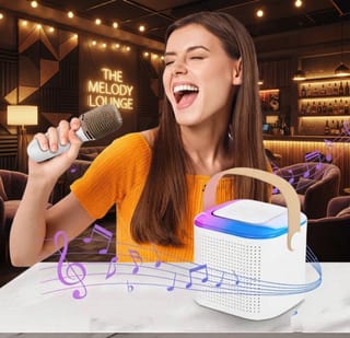 K12 Mini Karaoke Machine, Portable Bluetooth Speaker with Wireless Microphones single Mike 3