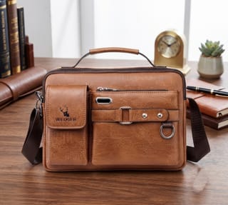 Men's Pu Leather Shoulder Bag (brown shape) 1