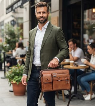 Men's Pu Leather Shoulder Bag (brown shape) 2