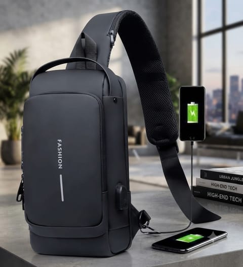 USB charging sport sling Anti-theft shoulder bag