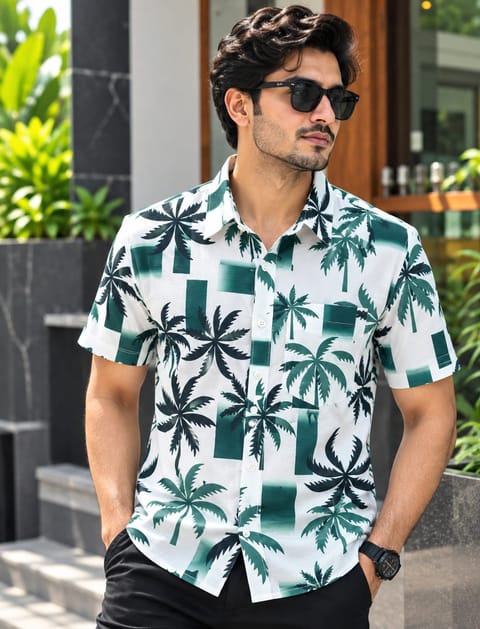 Print Shirt Cotton Half Sleeve For Men's