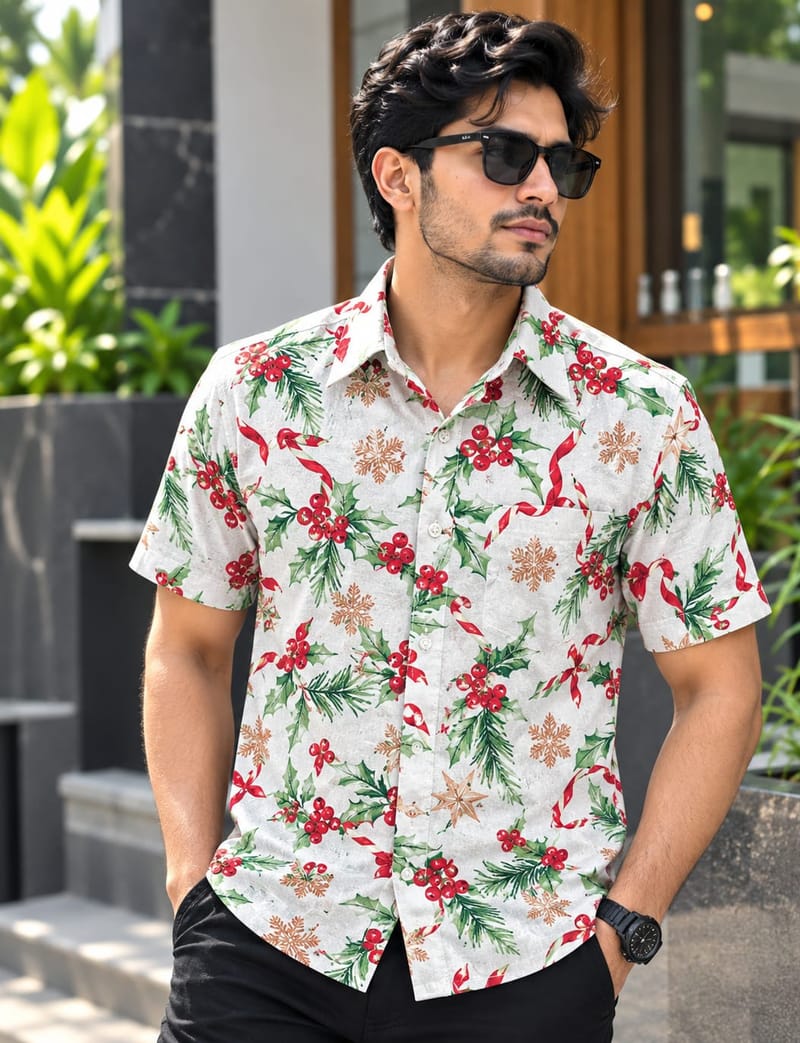 Print Shirt Cotton Half Sleeve For Men's