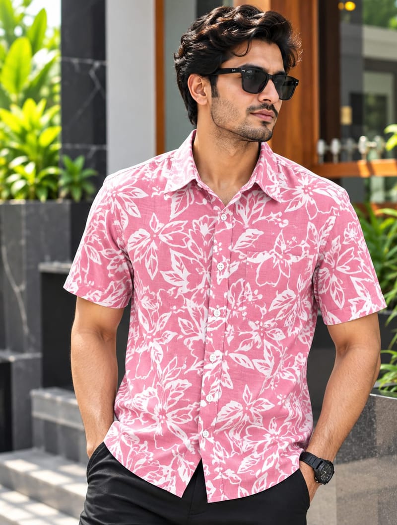 Print Shirt Cotton Half Sleeve For Men's