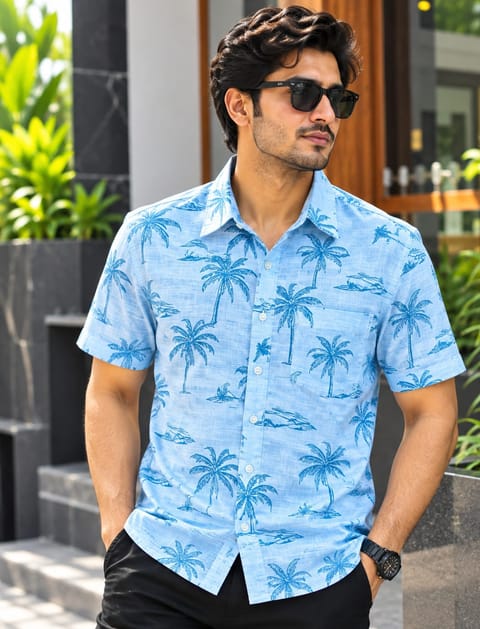 Print Shirt Cotton Half Sleeve For Men's