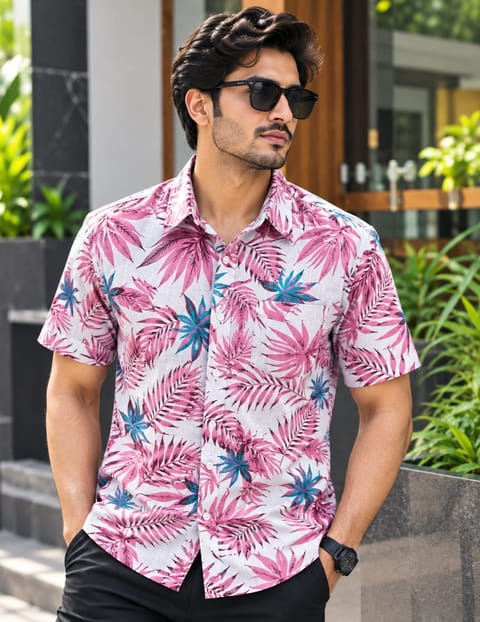 Print Shirt Cotton Half Sleeve For Men's
