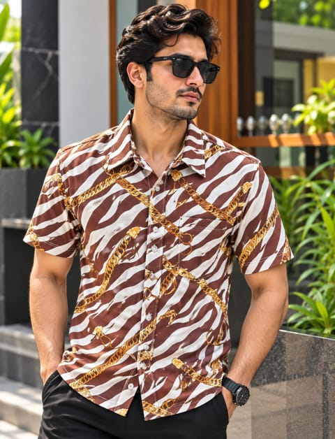 Print Shirt Cotton Half Sleeve For Men's