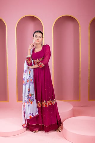রেডিমেড জর্জেট এমব্রয়ডারি পার্টি ড্রেস 2
