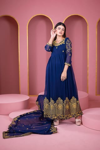 জর্জেট এমব্রয়ডারি পার্টি ড্রেস 3