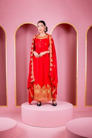 জর্জেট এমব্রয়ডারি পার্টি ড্রেস 1