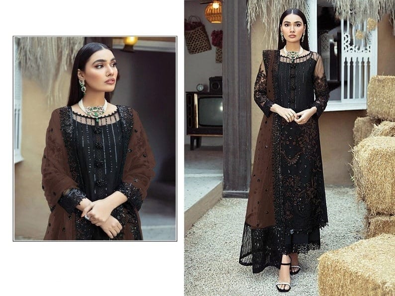 রেডিমেড জর্জেট এমব্রয়ডারি থ্রী পিস