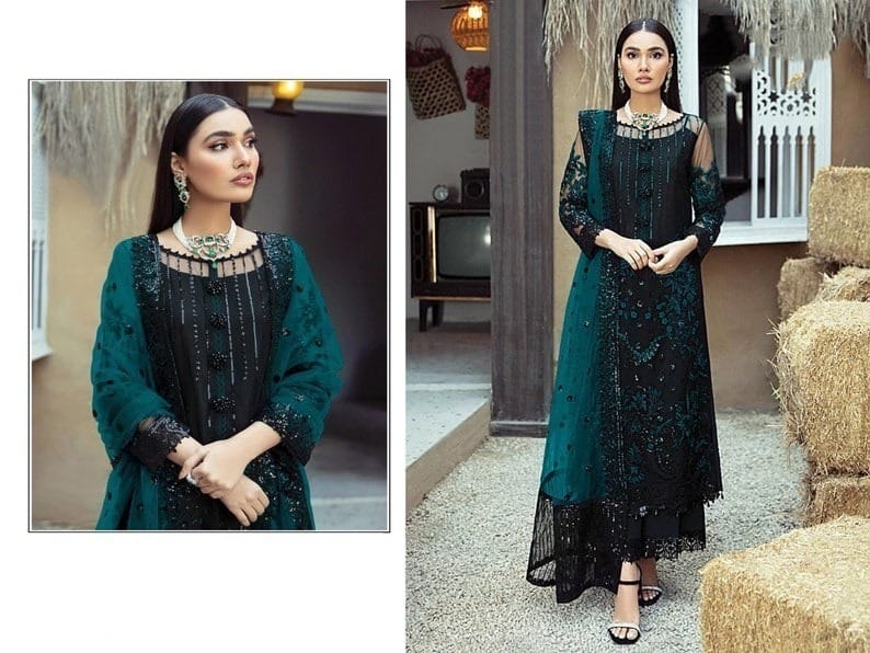 রেডিমেড জর্জেট এমব্রয়ডারি থ্রী পিস