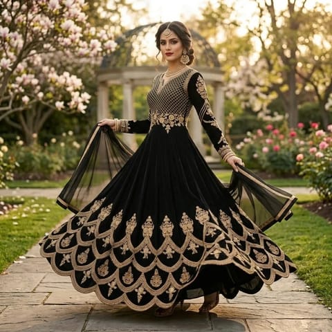 Semi-Stitched Georgette Embroidered Party Dress