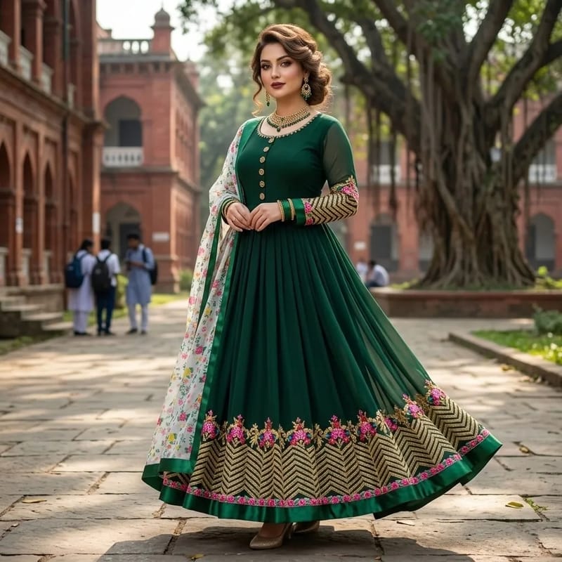 Semi-Stitched Georgette Embroidered Party Dress
