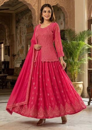 Readymade Georgette Embroidered Party Dress 2