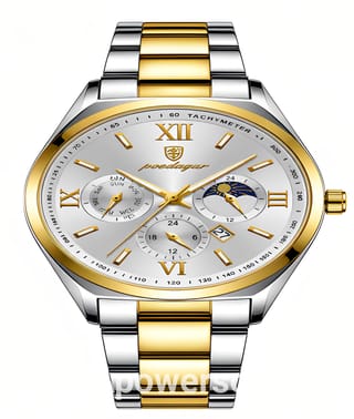 Men’s Two-Tone Quartz Watch – Silver Dial with Gold Accents 1