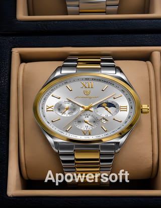 Men’s Two-Tone Quartz Watch – Silver Dial with Gold Accents 2