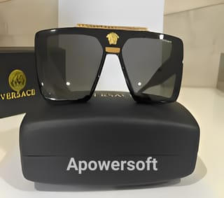Square Fashion Sunglasses with A Lion Head Emblem 2