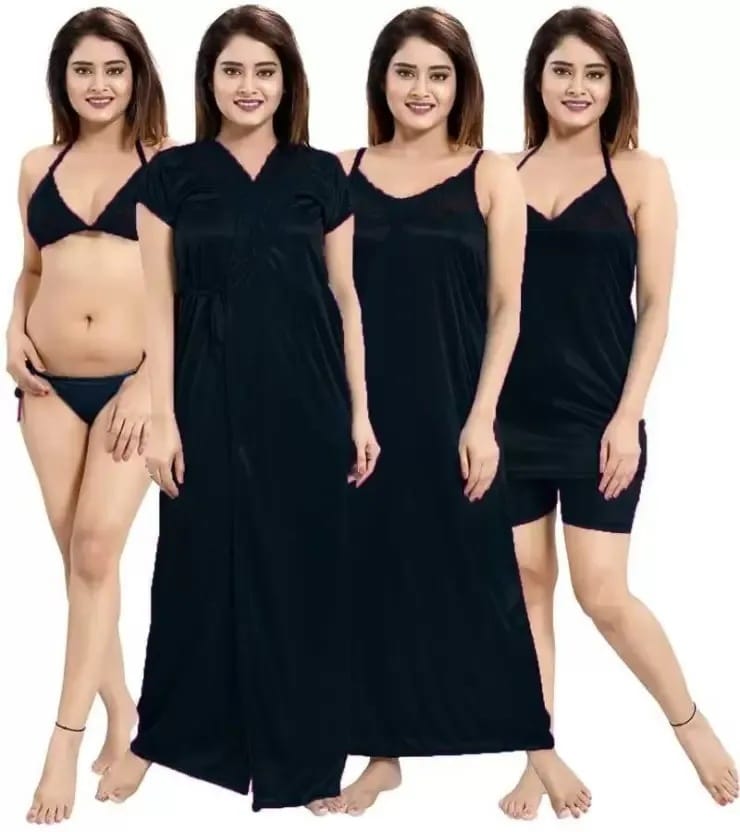 Nightwear Women's/Girls Satin Long Short Stylish Nightdress