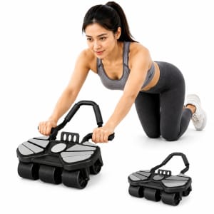 6 Wheel Automatic Rebound Ab Roller with Elbow Support – Home Gym