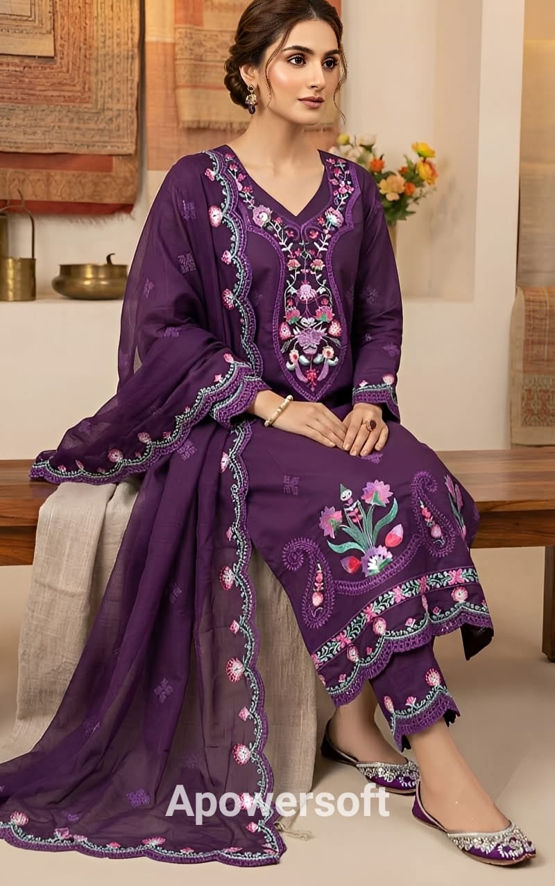 Embroidery Readymade Three Piece