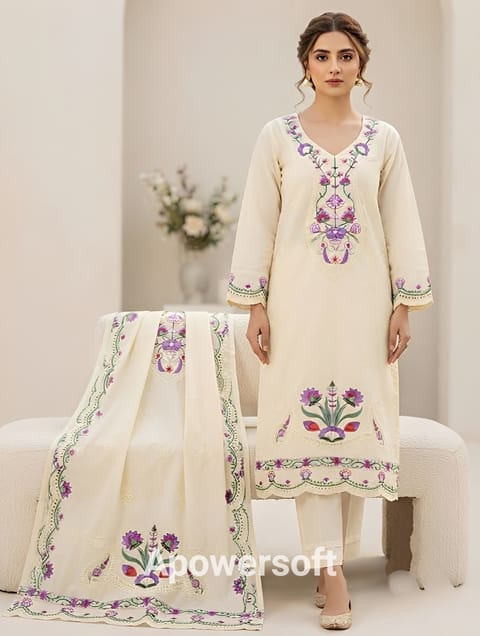 Embroidery Readymade Three Piece